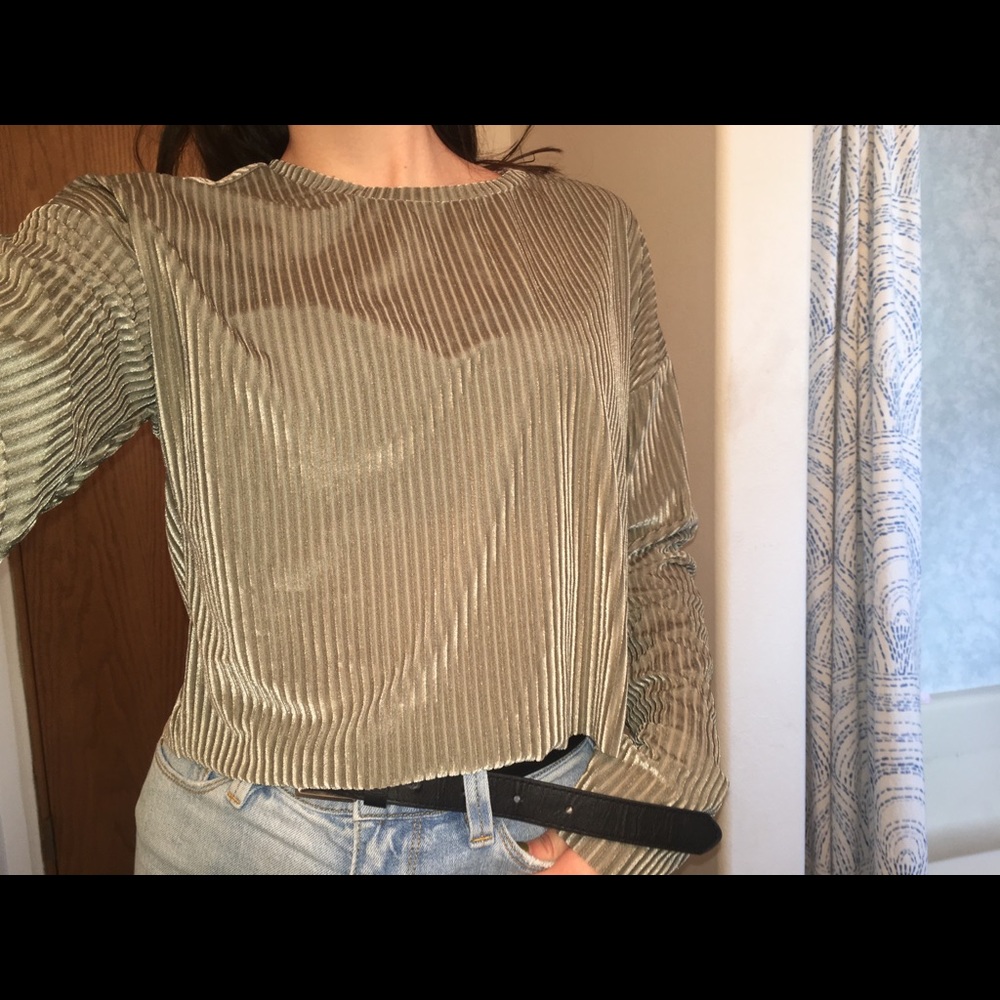 Velvet Ribbed Long Sleeve Top